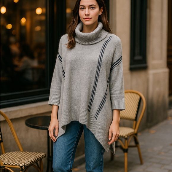 360Cashmere Gray 100% Cashmere Cowl Neck Oversized Sweater – Size XS